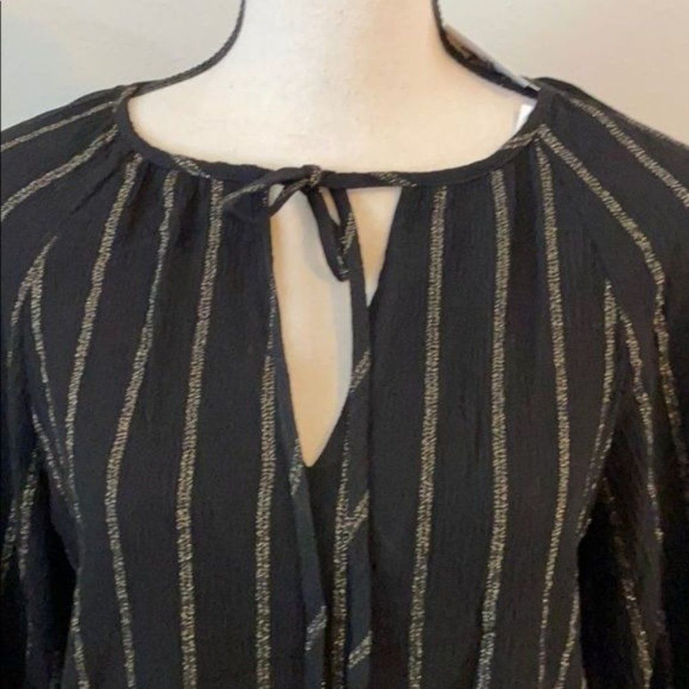 Maven West Black Blouse with Metallic Pinstripes - Picture 2 of 7